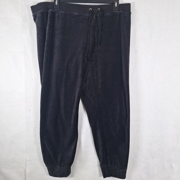 Juicy Couture Pants - Vintage Juicy Courture Black Drawstring Velvet Sweatpants size XL